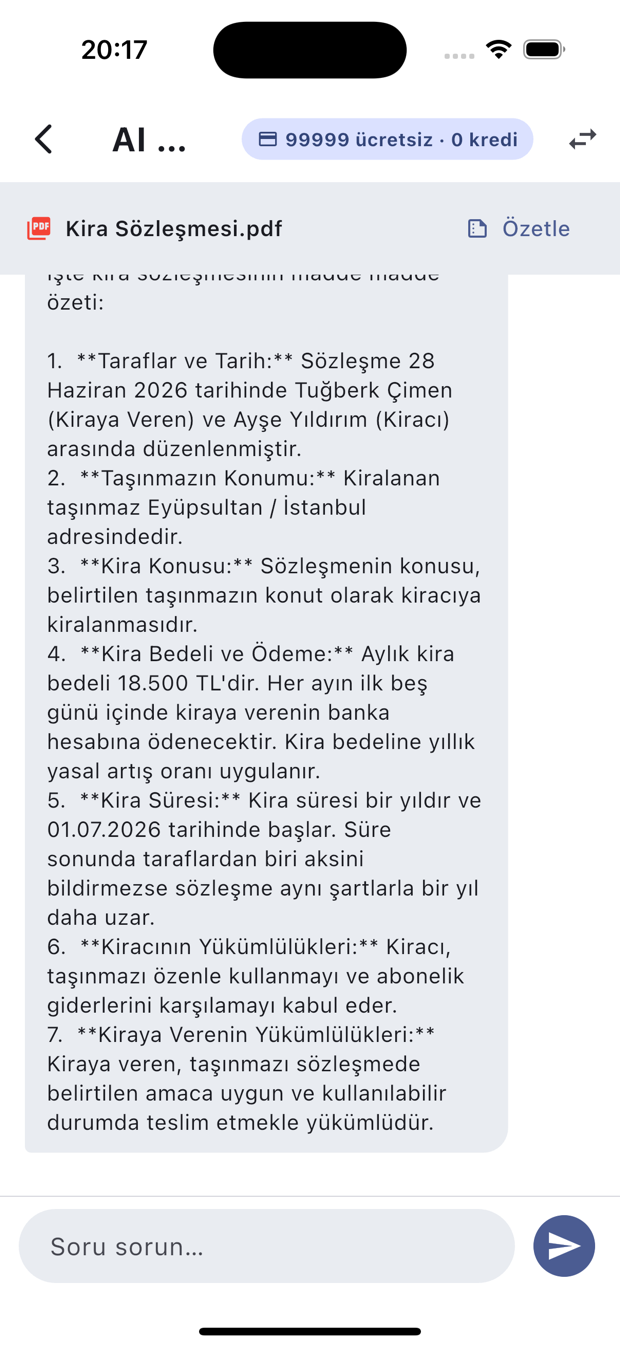 IcePDF AI sohbet ekranı