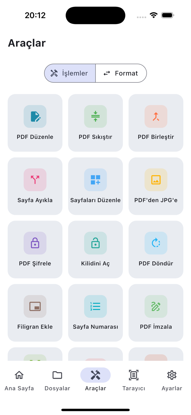 IcePDF araçlar ekranı