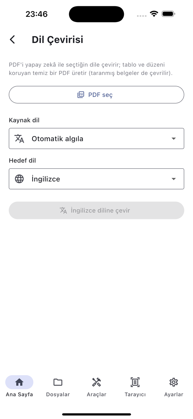 IcePDF belge çevirisi ekranı